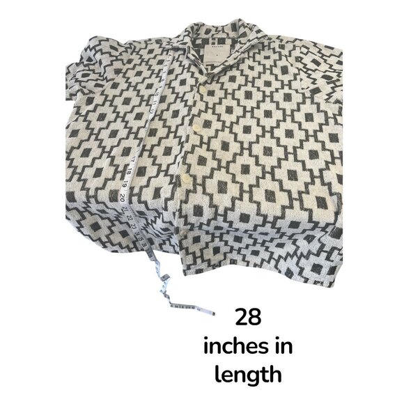 OAS Sweden Terry Cloth Button-Up Shirt Men’s Medium – Geometric Jacquard Pattern - Picture 7 of 7